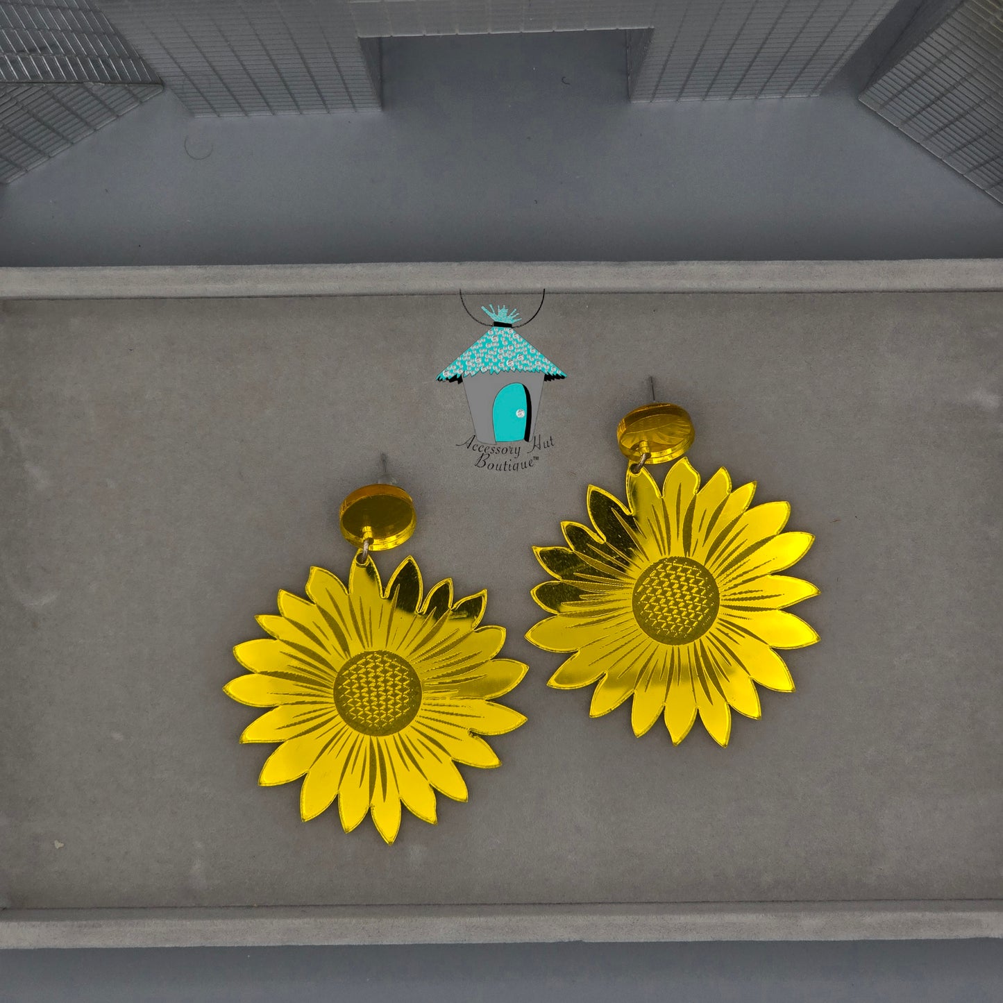 Sunflower Mirror Acrylic Statement Earrings