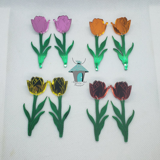 "Bloom" Mirror Acrylic Tulip Earrings