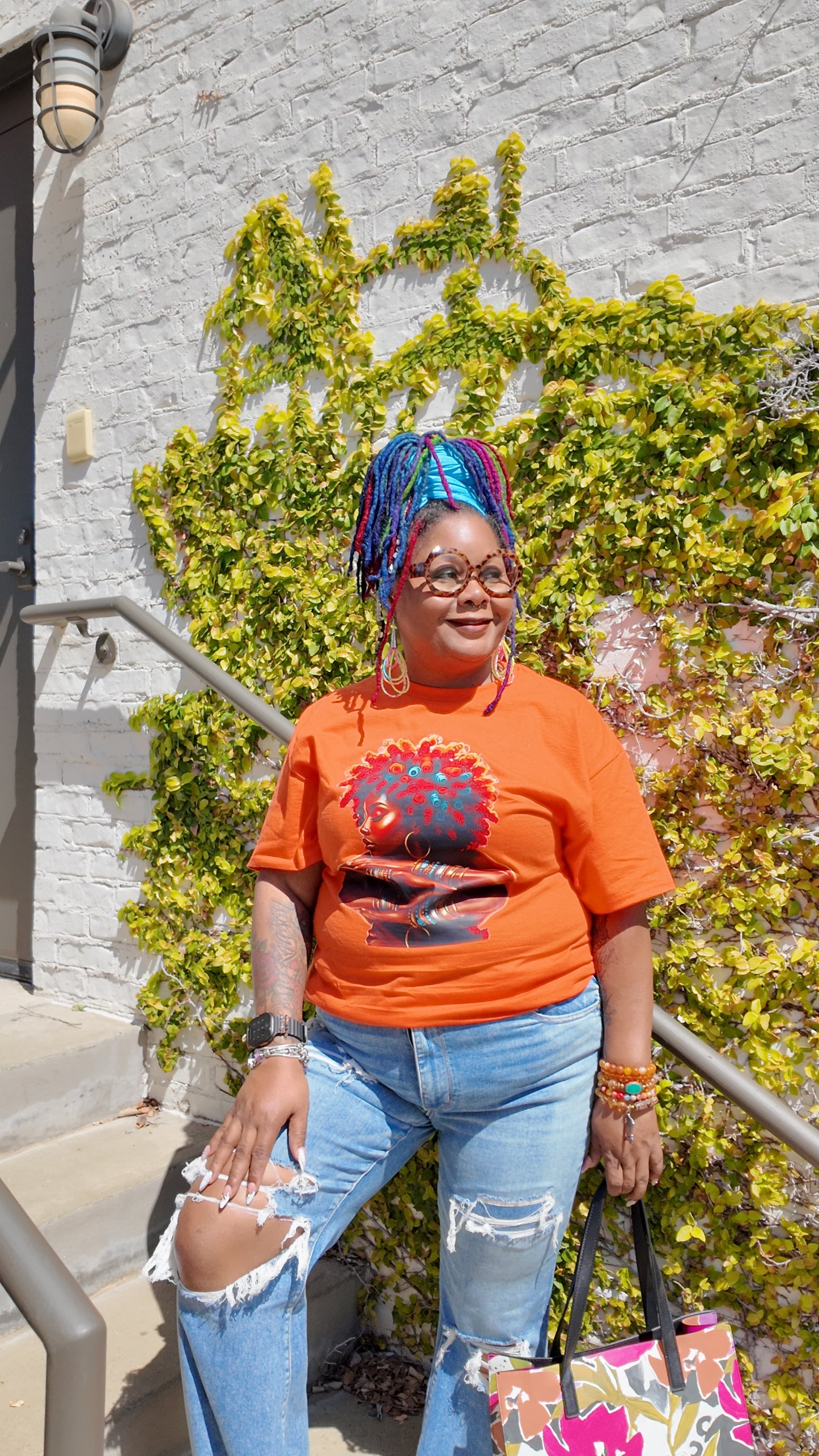 "Radiant Reflection" Graphic Tee – Bold Orange