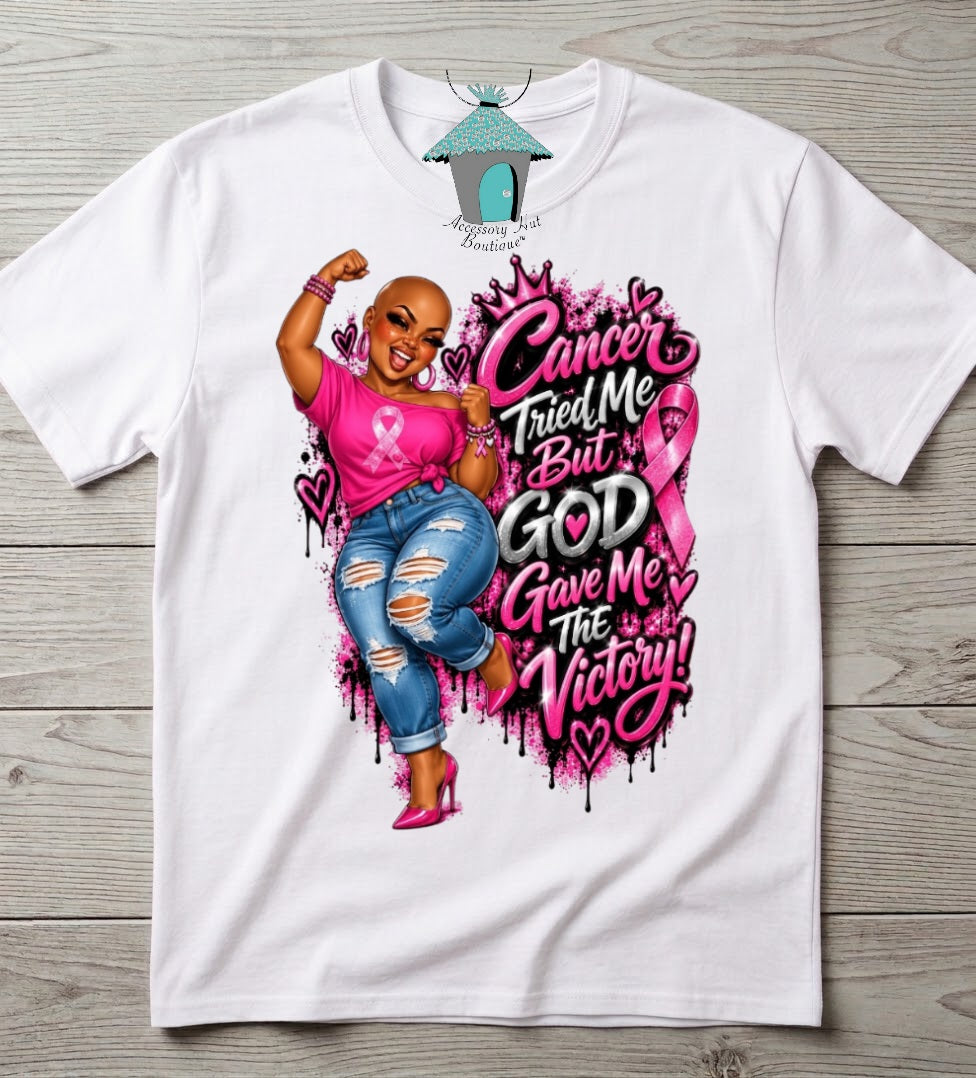 Cancer Tried Me But God Gave Me the Victory Tee | Breast Cancer Awareness Shirt