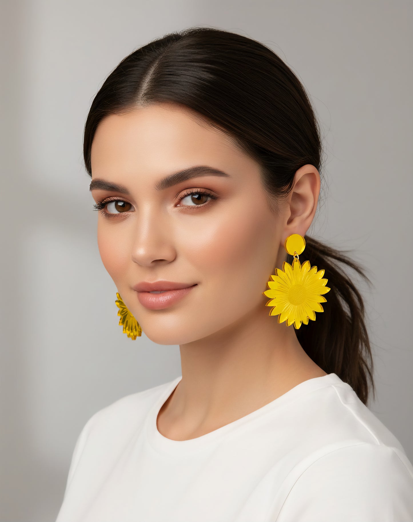 Sunflower Mirror Acrylic Statement Earrings