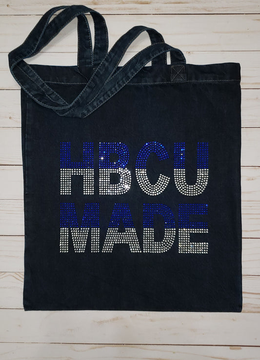 Denim Blue & Clear HBCU MADE Rhinestone Tote